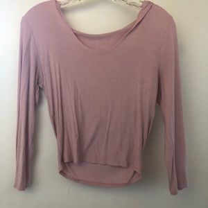 pink causal hoodie crop